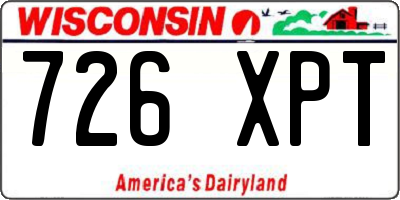 WI license plate 726XPT