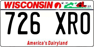 WI license plate 726XRO