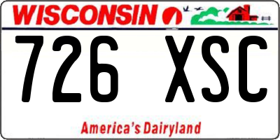 WI license plate 726XSC