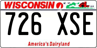 WI license plate 726XSE