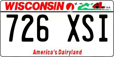 WI license plate 726XSI