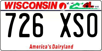WI license plate 726XSO