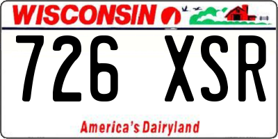 WI license plate 726XSR