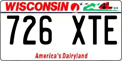 WI license plate 726XTE