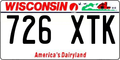 WI license plate 726XTK