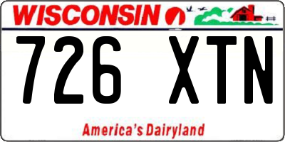 WI license plate 726XTN