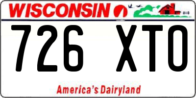 WI license plate 726XTO