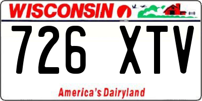 WI license plate 726XTV