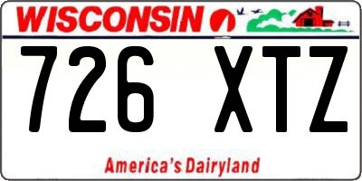 WI license plate 726XTZ