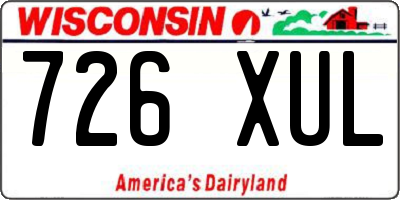 WI license plate 726XUL
