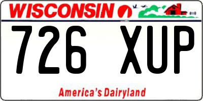 WI license plate 726XUP