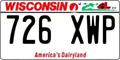 WI license plate 726XWP