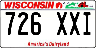 WI license plate 726XXI