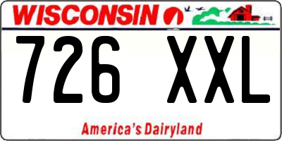 WI license plate 726XXL