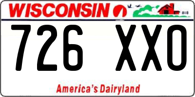 WI license plate 726XXO