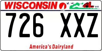 WI license plate 726XXZ