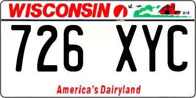 WI license plate 726XYC