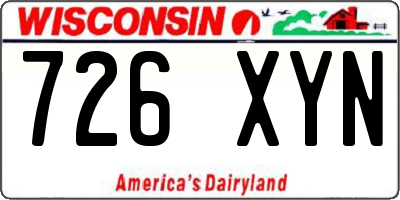WI license plate 726XYN