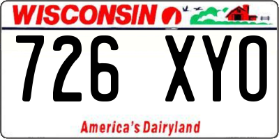WI license plate 726XYO