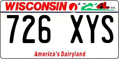 WI license plate 726XYS
