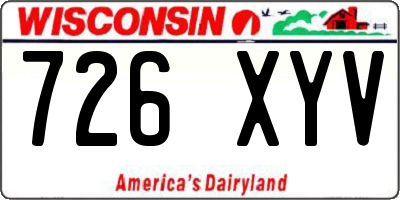 WI license plate 726XYV