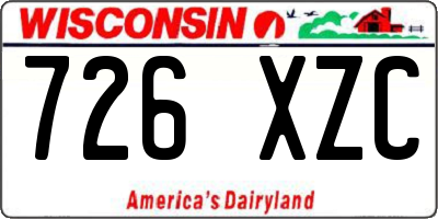 WI license plate 726XZC