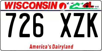 WI license plate 726XZK