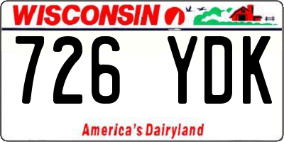 WI license plate 726YDK