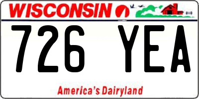 WI license plate 726YEA