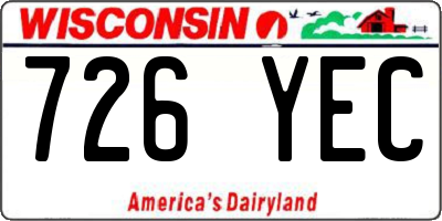 WI license plate 726YEC
