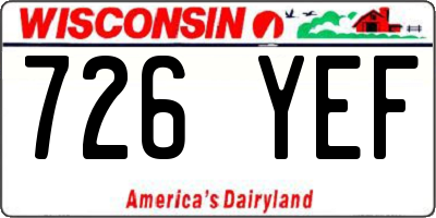 WI license plate 726YEF