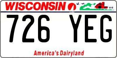 WI license plate 726YEG