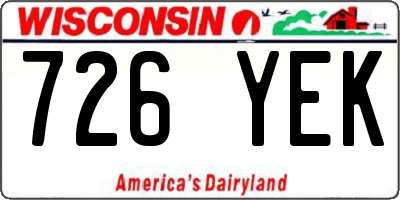 WI license plate 726YEK