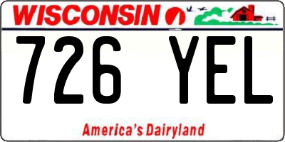 WI license plate 726YEL