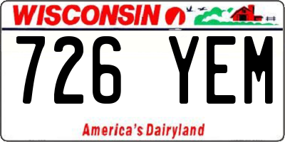 WI license plate 726YEM