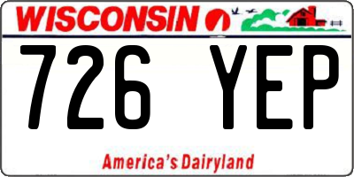 WI license plate 726YEP