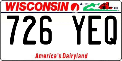 WI license plate 726YEQ