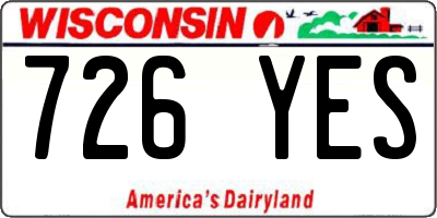 WI license plate 726YES