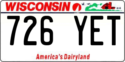 WI license plate 726YET