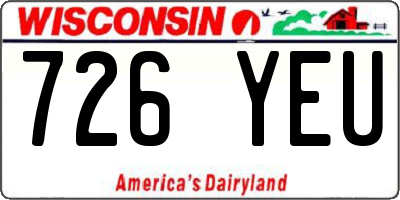WI license plate 726YEU