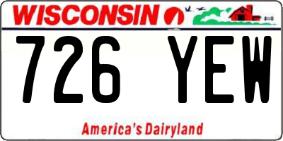 WI license plate 726YEW