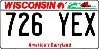 WI license plate 726YEX