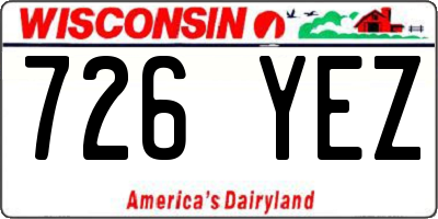 WI license plate 726YEZ