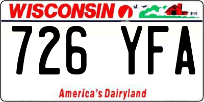 WI license plate 726YFA