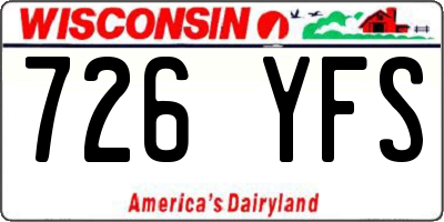 WI license plate 726YFS