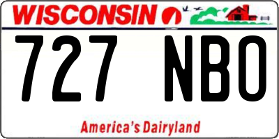 WI license plate 727NBO