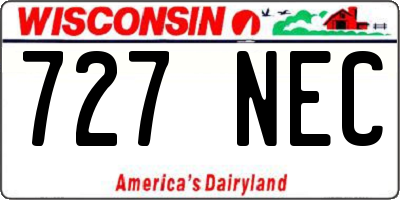 WI license plate 727NEC