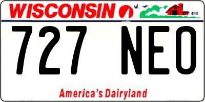 WI license plate 727NEO