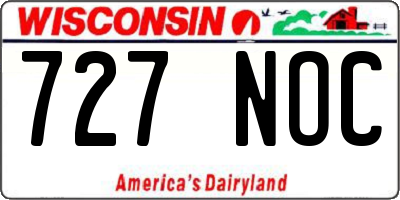 WI license plate 727NOC
