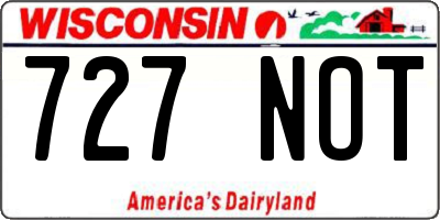 WI license plate 727NOT